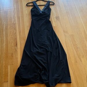 Laundry By Shelli Segal Black V-Neck Maxi Dress Sz 2